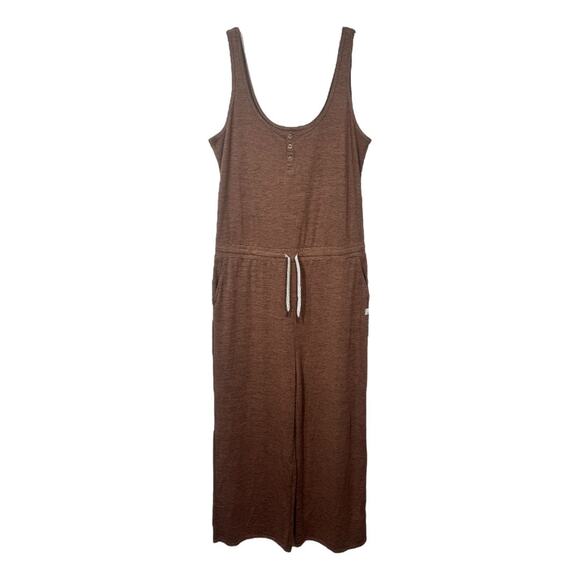 Vuori Falls Jumpsuit Almond Heather XL Wide Leg One Piece Athleisure Brown - Picture 3 of 11